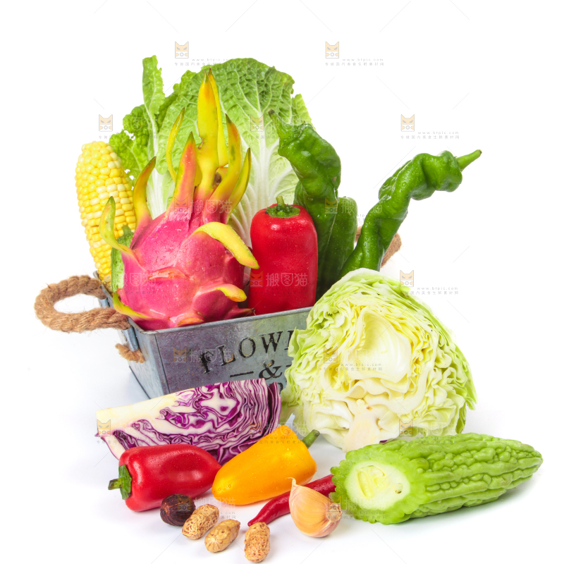 白底上的蔬菜混合