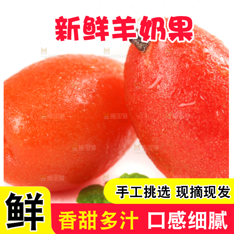 白底上放着新鲜羊奶果