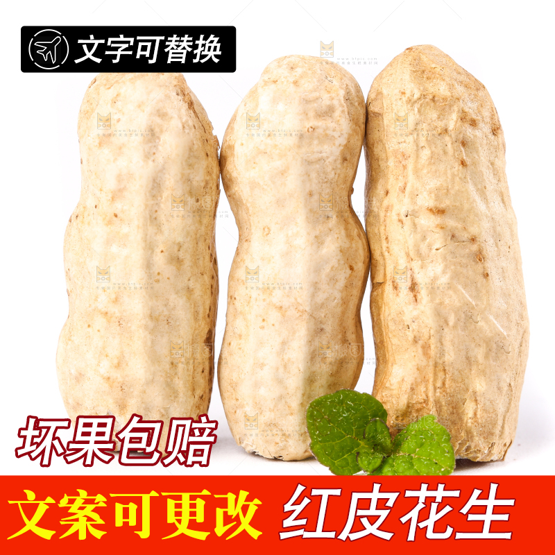 白底上放着东北红皮花生