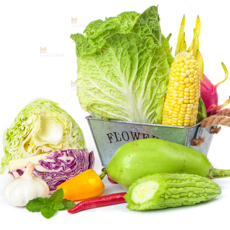 白底上的蔬菜混合