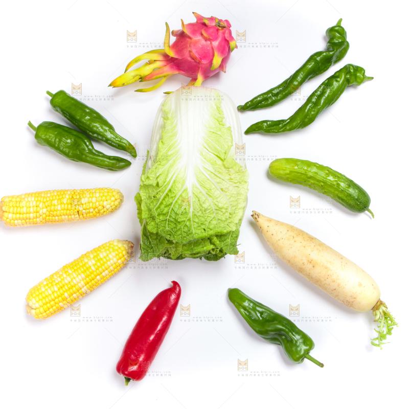 白底上的蔬菜组合