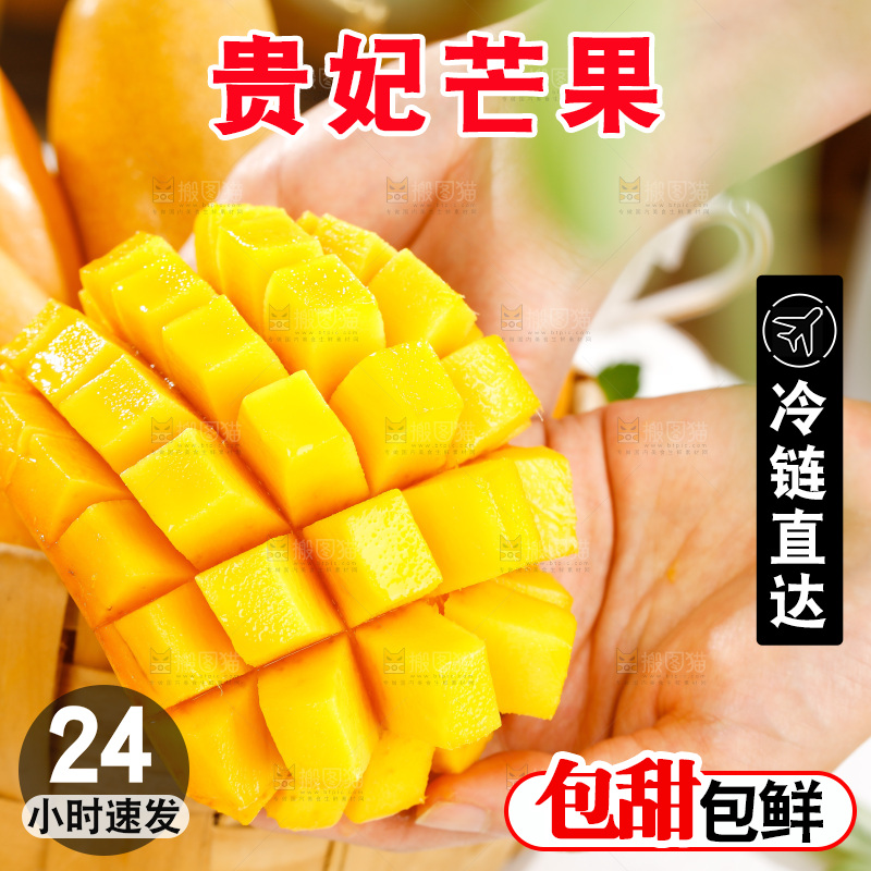 手拿切开的水仙芒果
