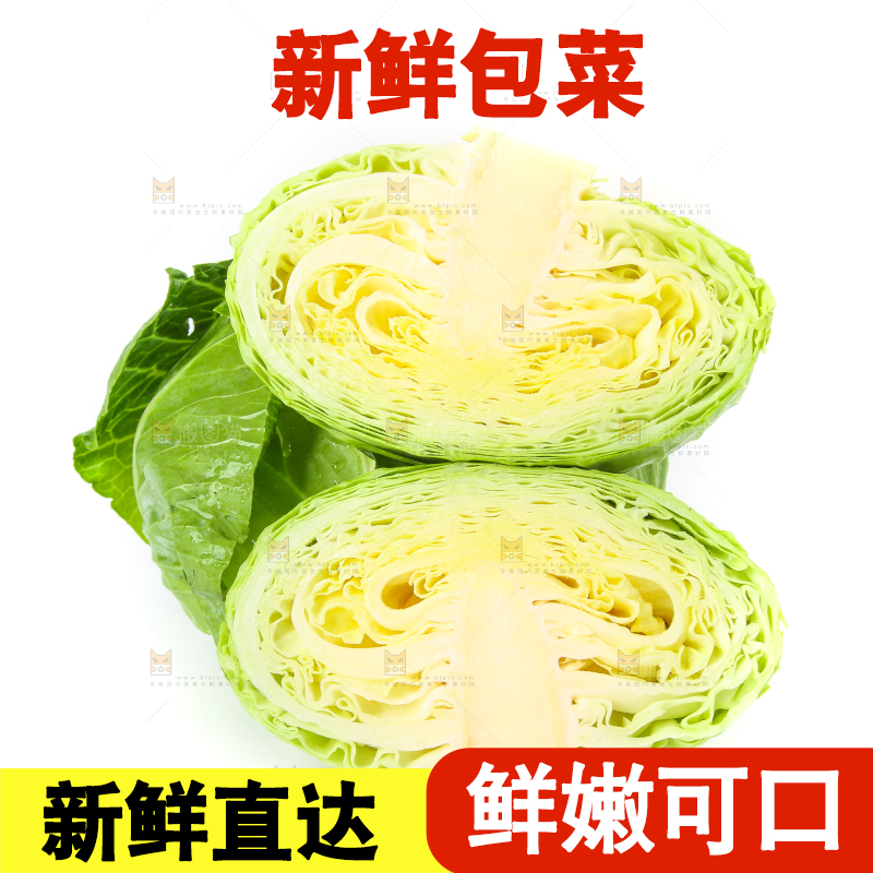 切开的包菜放在白底上