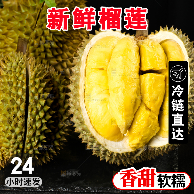 黑底上的进口甲仑榴莲