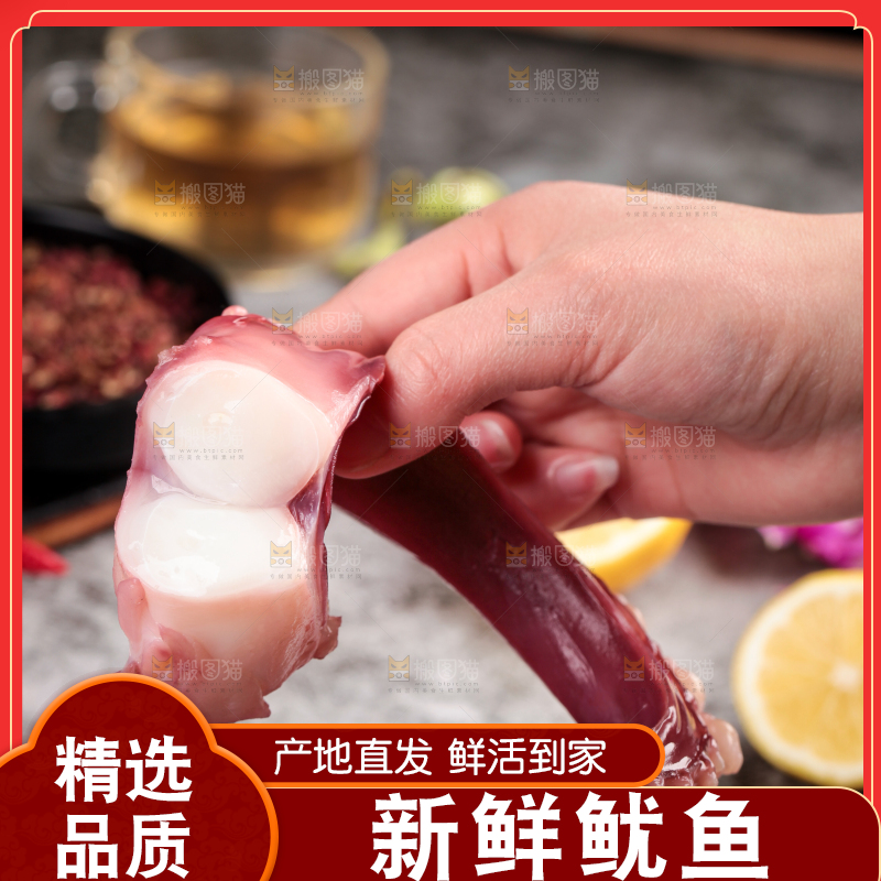 手里拿着鱿鱼筒