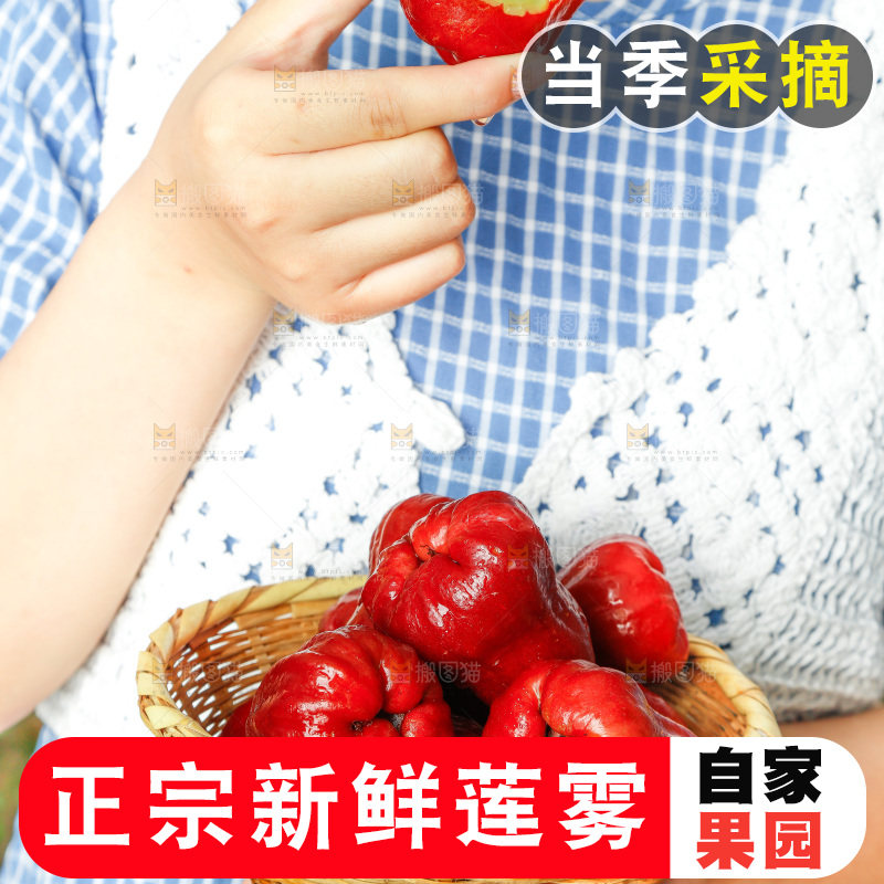 手拿一筐新鲜莲雾
