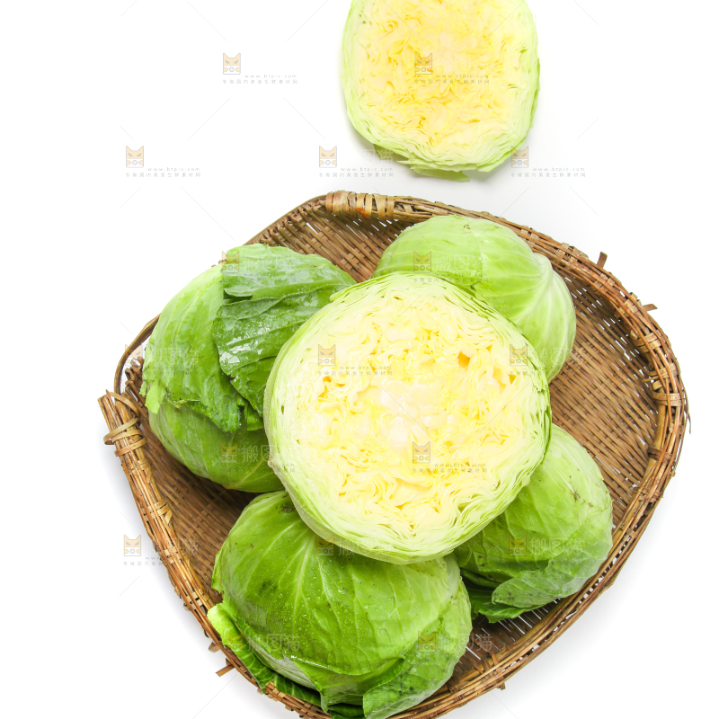 白底上放着一筐陕西卷心菜