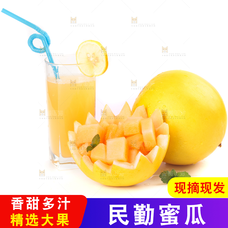 切开的黄河蜜瓜放在白底上