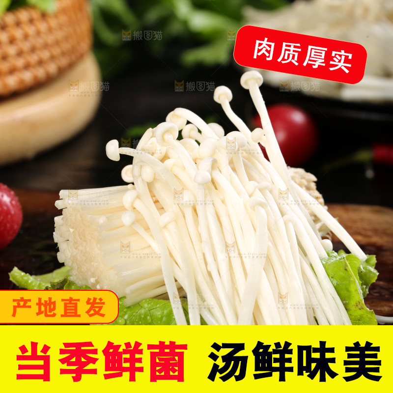 深底上的新鲜金针菇
