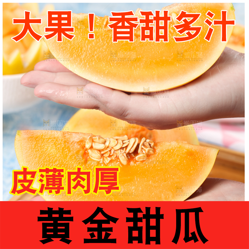 手拿切开的黄河蜜瓜