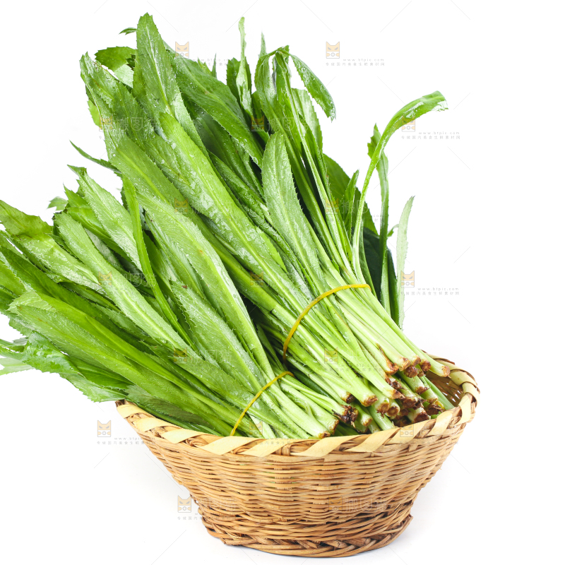 白底上放着一筐云南大香菜