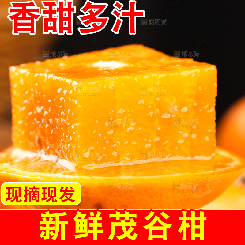 切开的广西茂谷柑放在黑石板上
