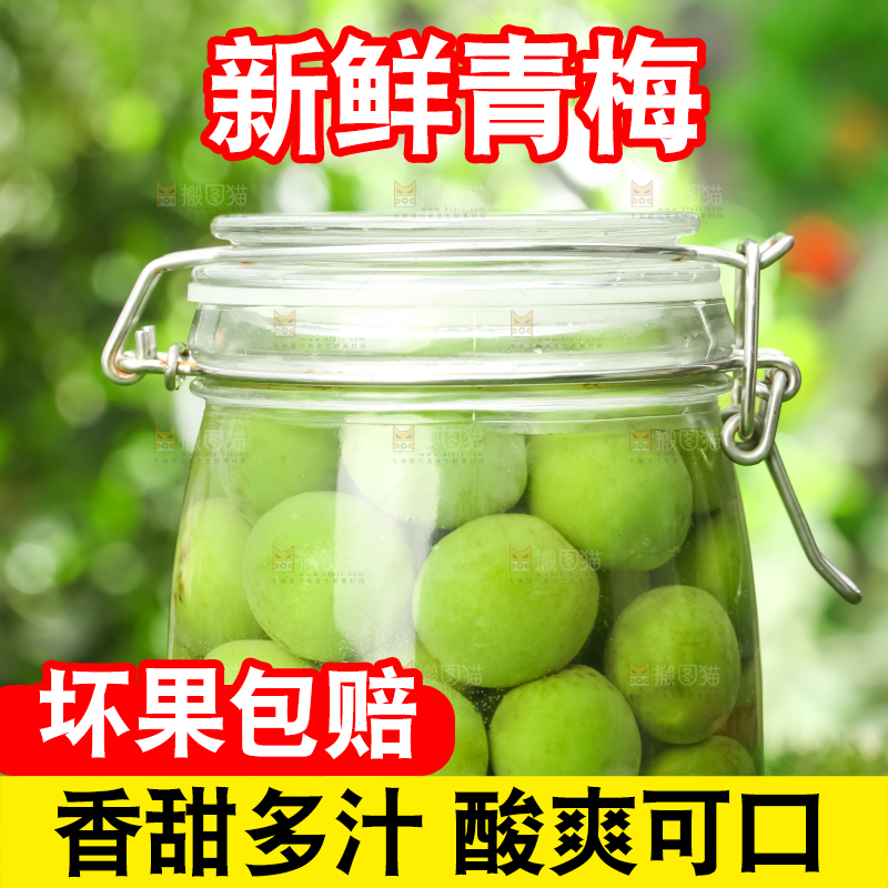 草地上放着一瓶青梅