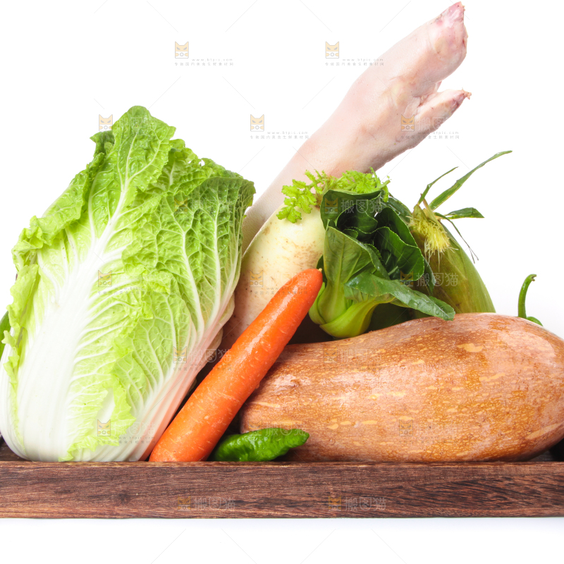 白底上的食材
