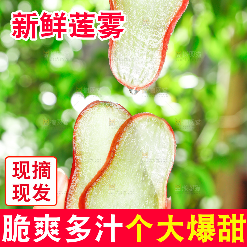 手拿切开的新鲜莲雾