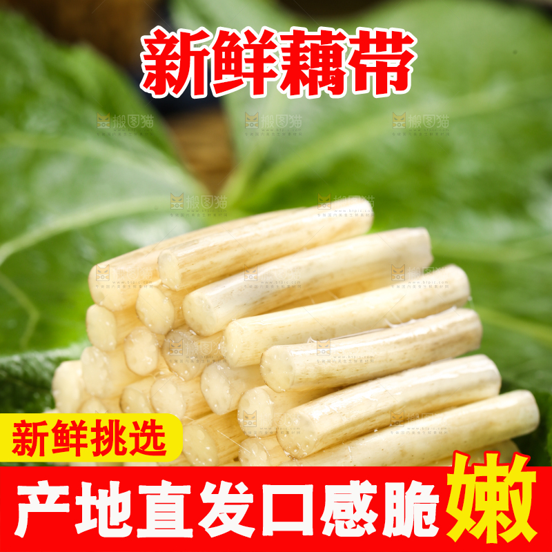 荷叶上放着藕带
