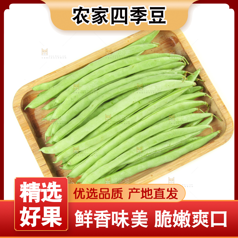 白底上的新鲜四季豆