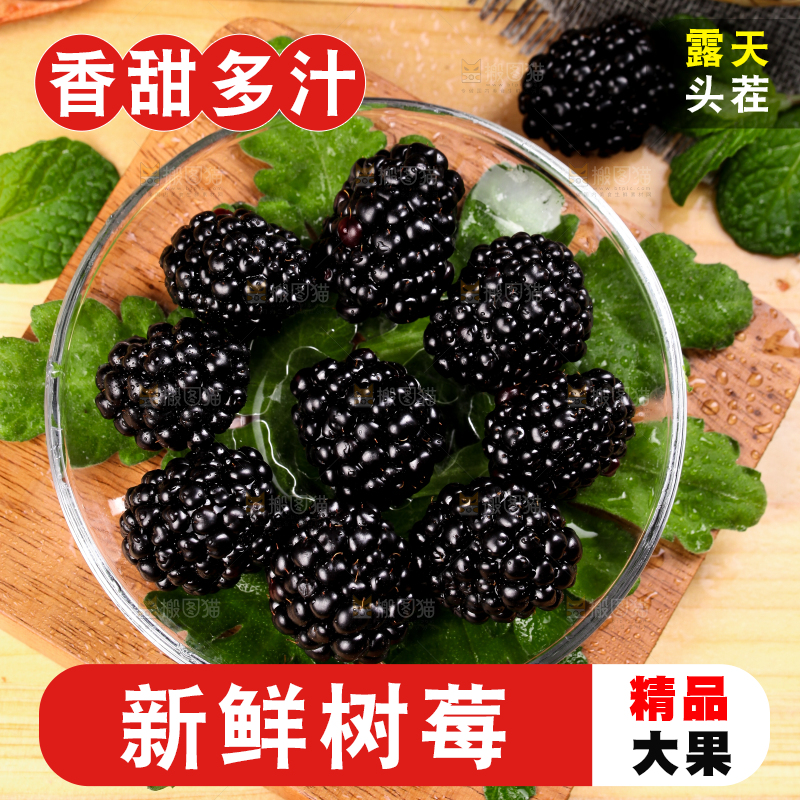 一盘云南黑莓放在木底上