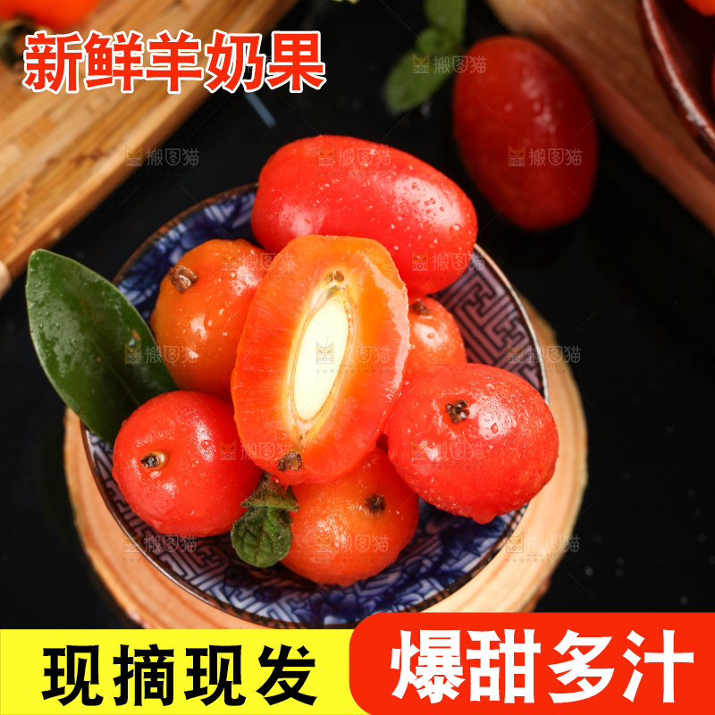 木底上放着一碗野生羊奶果