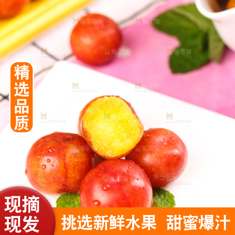 白石板上摆放着钱排三月李