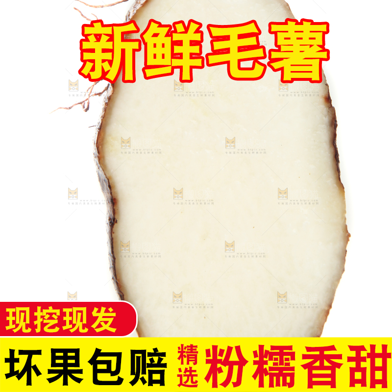 白底上切开的毛薯
