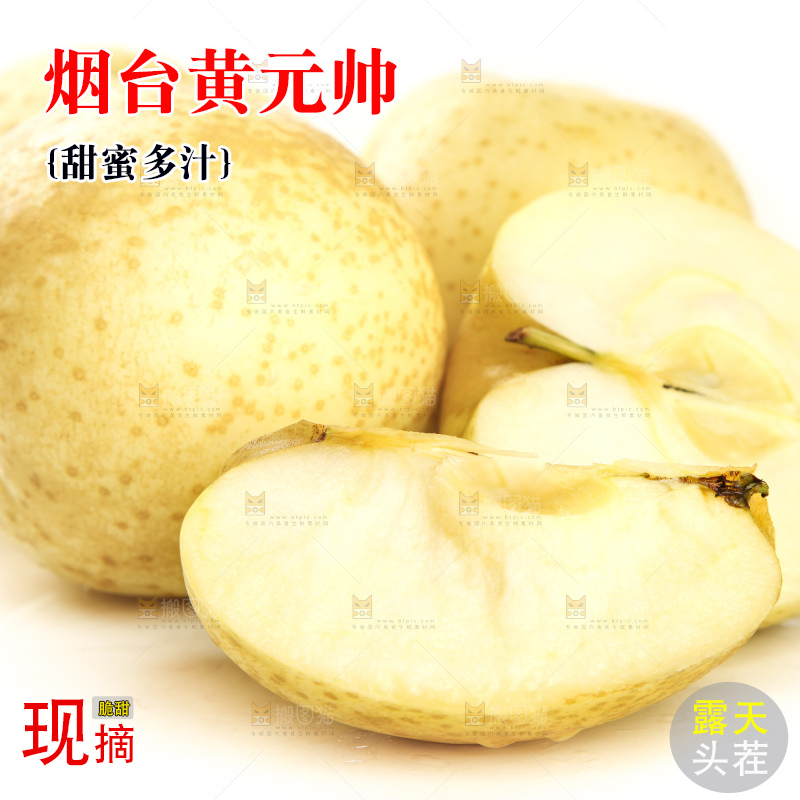 切开的烟台黄元帅苹果放在白底上