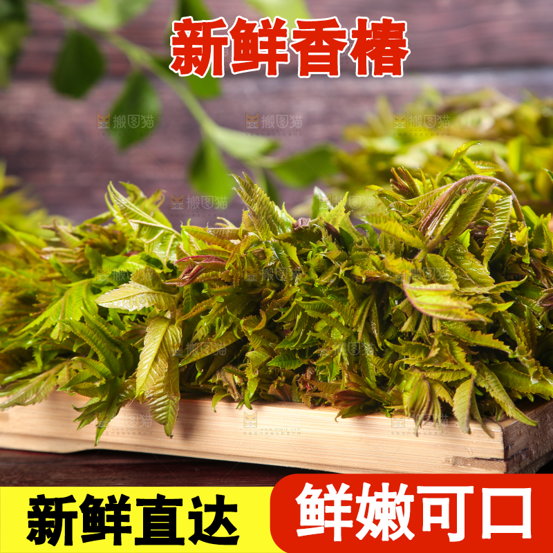 木底上放着一盘香椿芽