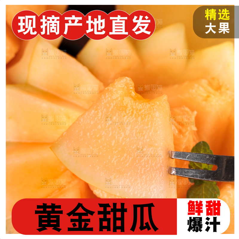 叉子叉着黄河蜜瓜