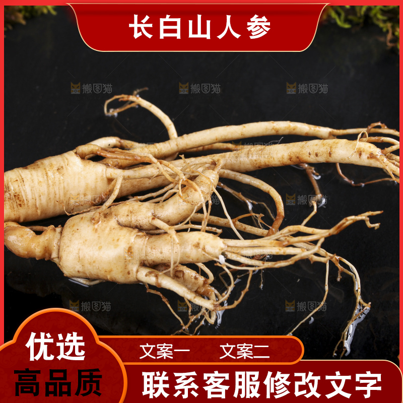 黑石板上的鲜参