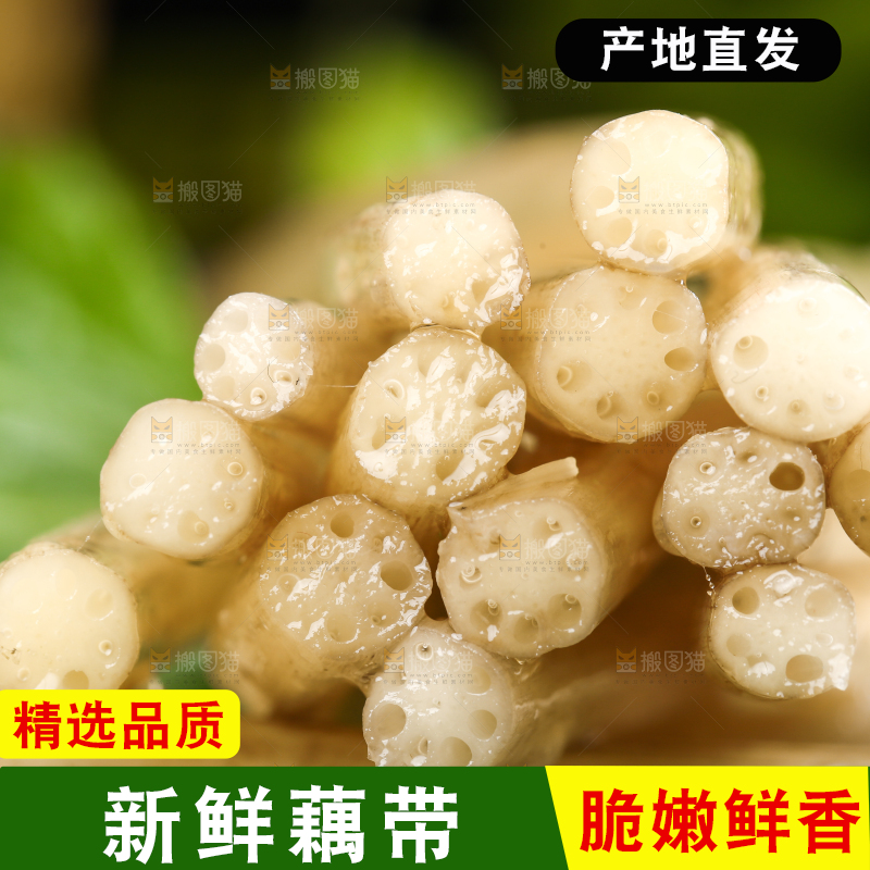 荷叶上放着洪湖藕带