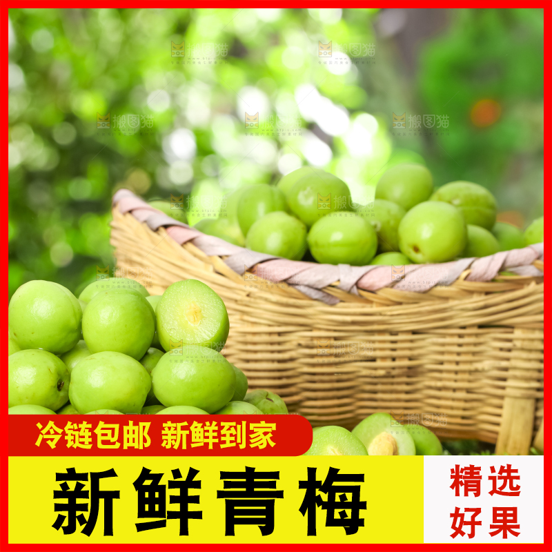 草地上放着一盘高山青梅