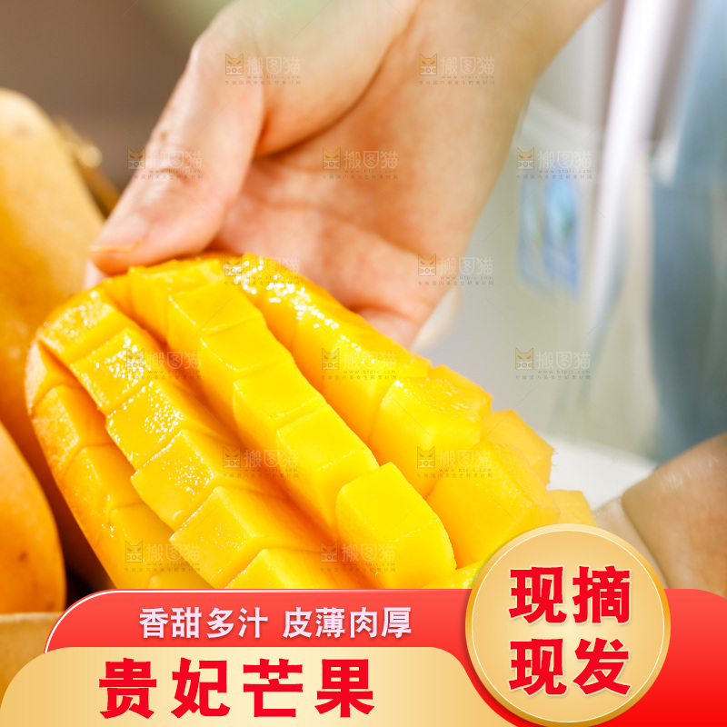 手拿切开的水仙芒果