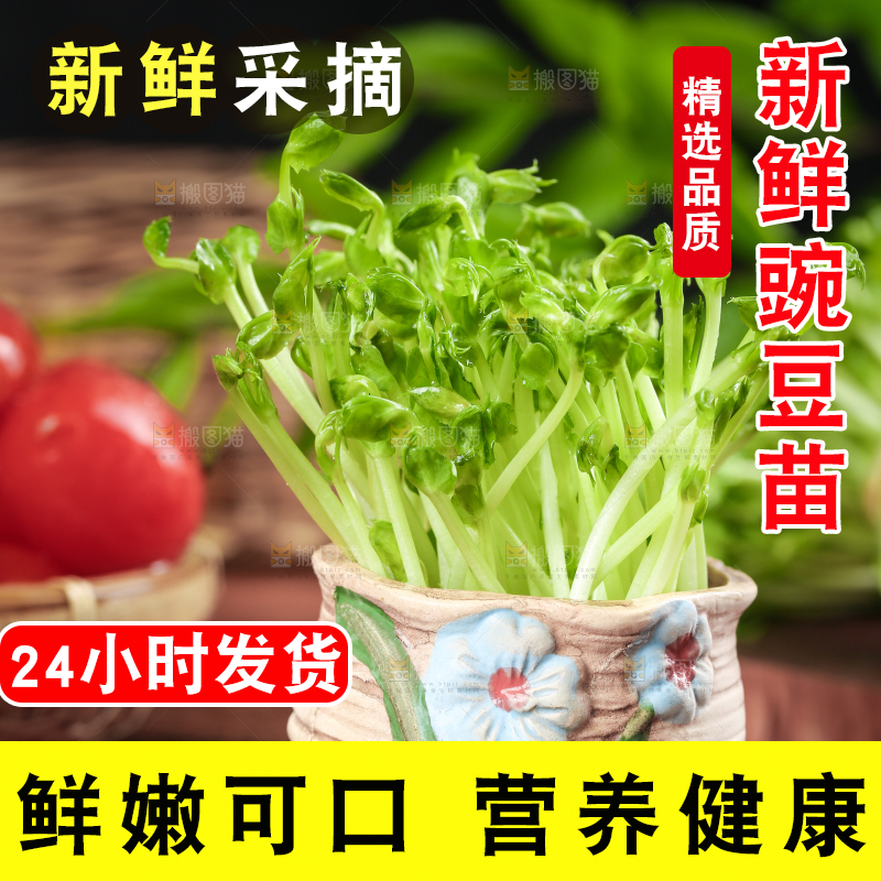 木板上放着豌豆芽