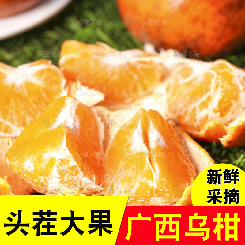 草地上放着掰开的乌柑