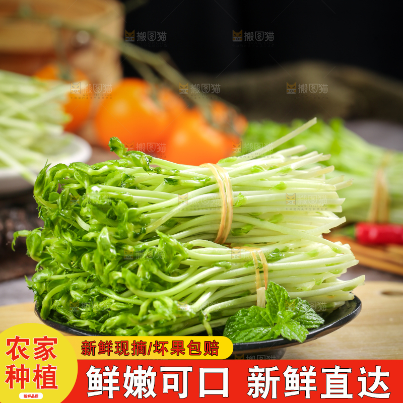 木板上放着豌豆芽