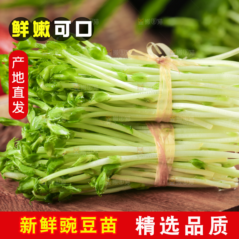 木板上放着豌豆芽