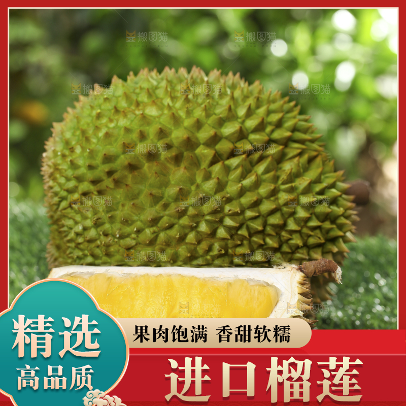 草地上摆放着甲仑榴莲