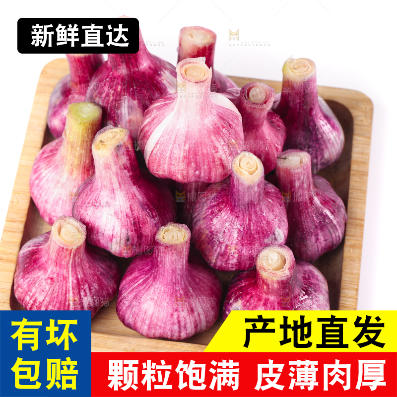 盘子里装着紫皮多重蒜