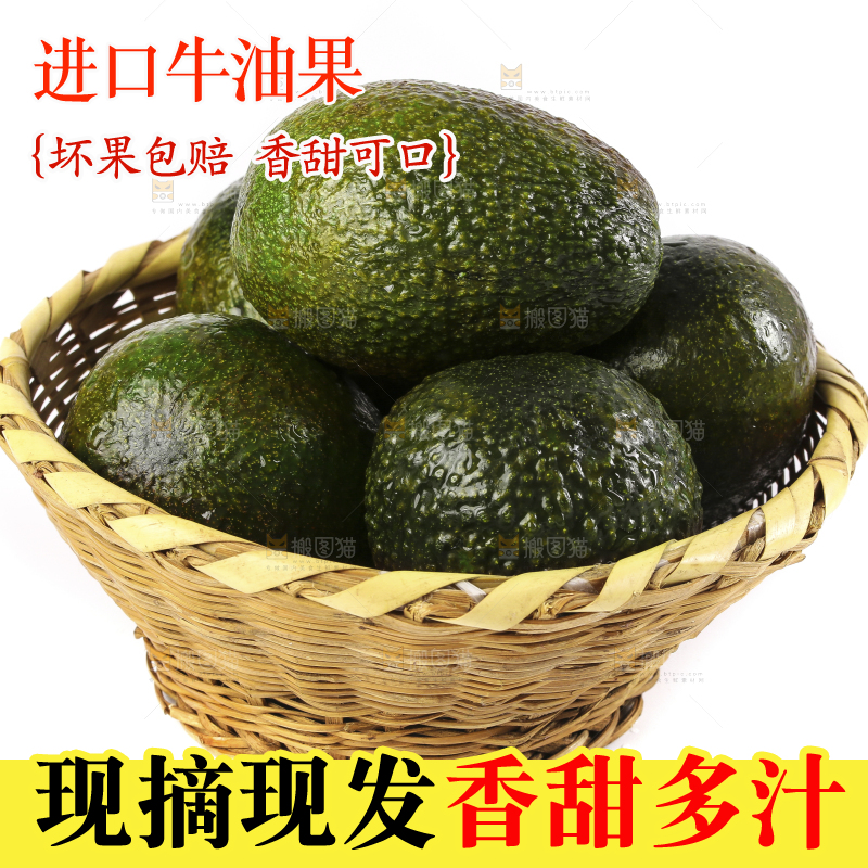 一筐墨西哥牛油果放在白底上