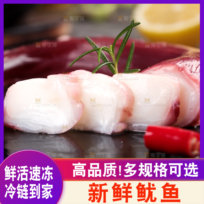 黑石板上的大鱿鱼