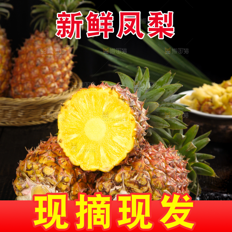 黑石板上的金钻凤梨