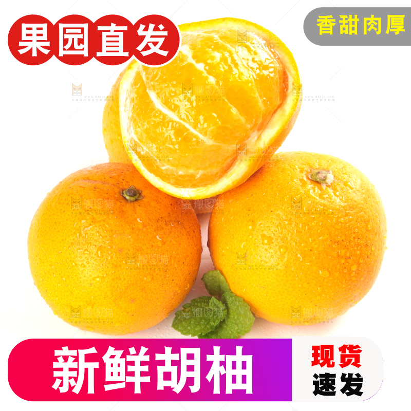白底上放着小柚子