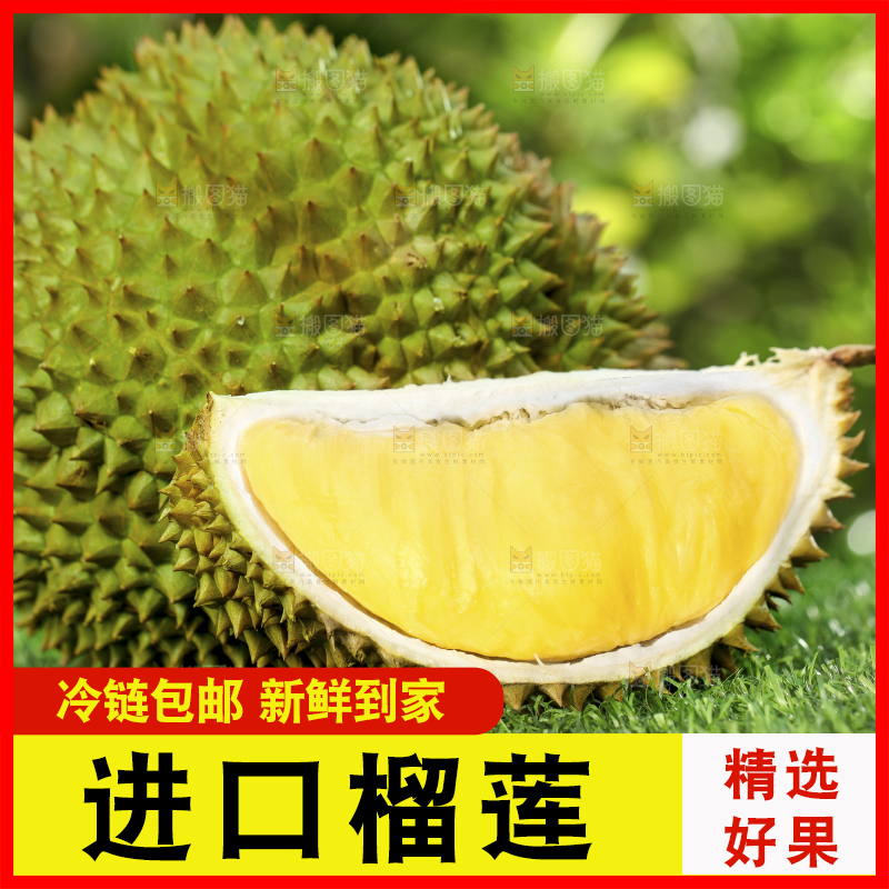 草地上摆放着甲仑榴莲