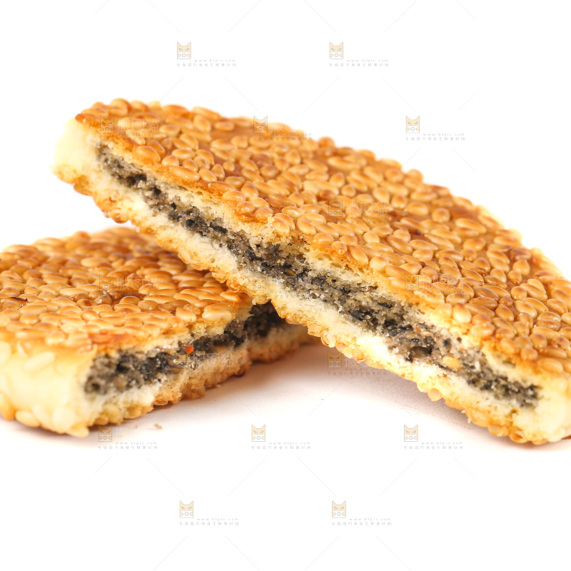 白底上的薄脆芝麻饼