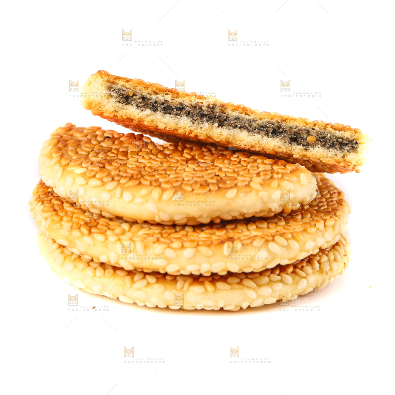 白底上的薄脆芝麻饼