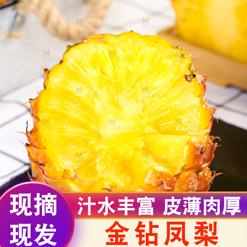 白格子底上的海南金钻凤梨