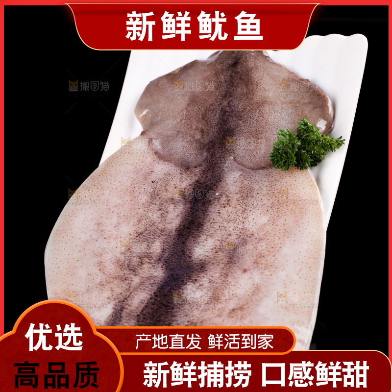 盘子里装着鱿鱼筒