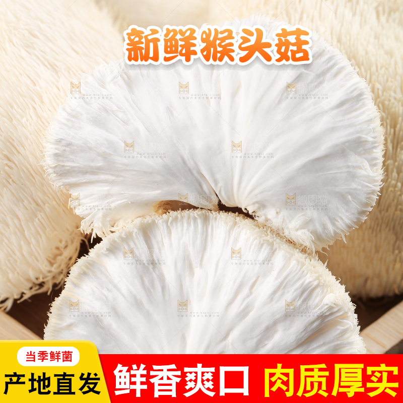 盘子里装着新鲜猴头菇