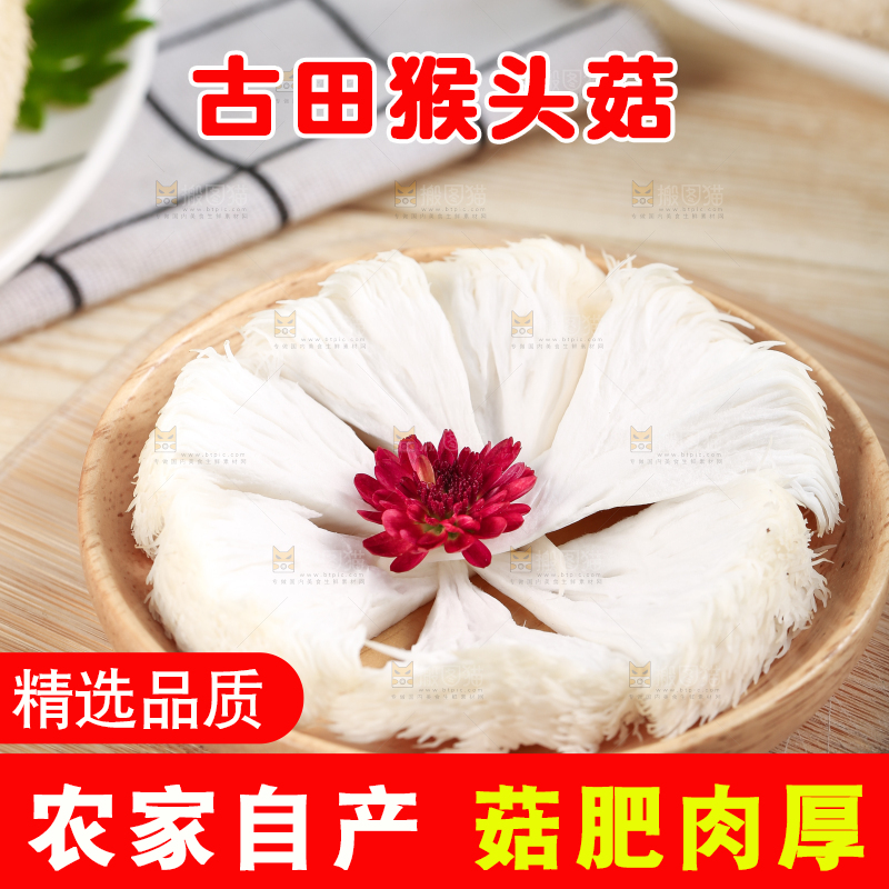 碟子里放着东北山猴头菇