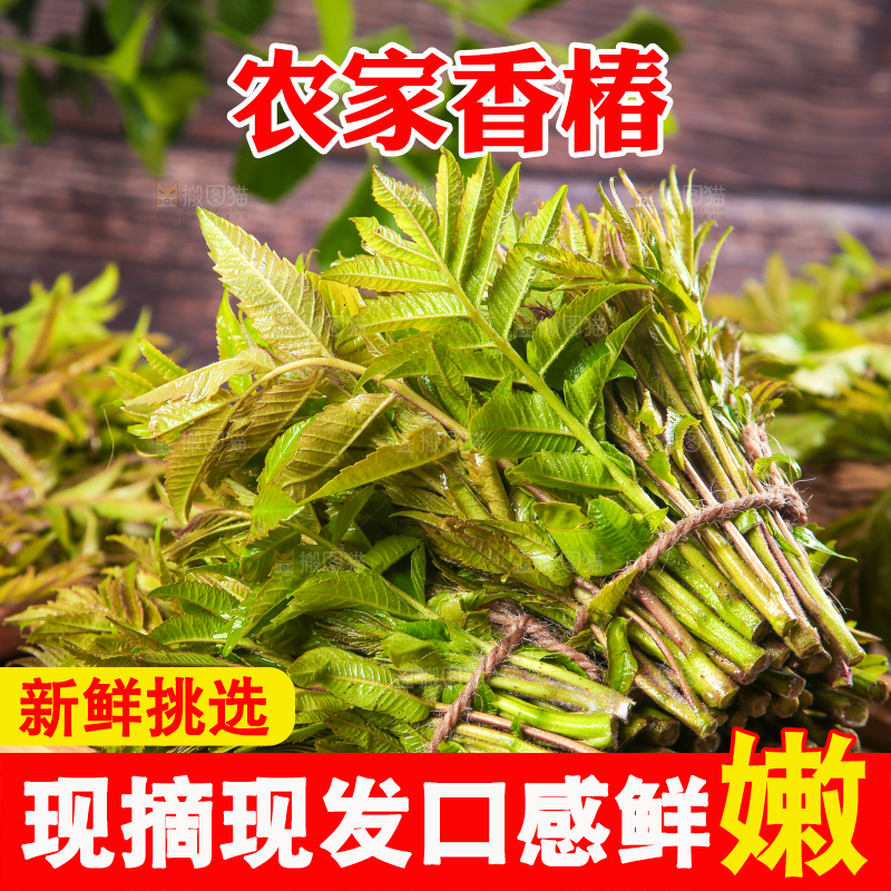 木底上放着一盘香椿芽